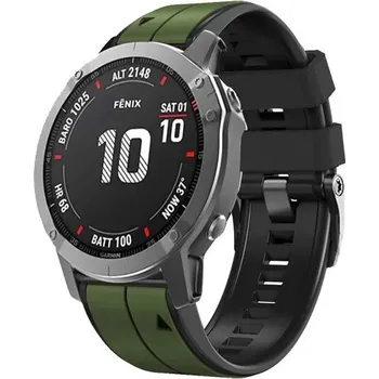 Řemínek na hodinky Double silicon Garmin QuickFit řemínek 22mm - ArmyGreen/Černý IR-AWGW-0299