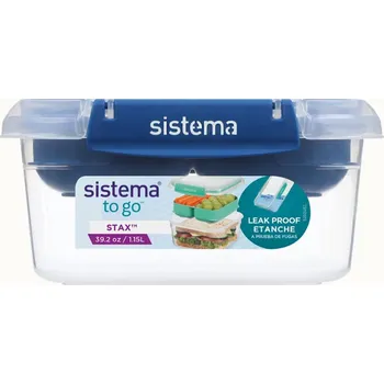 Svačinový box Sistema Box na jídlo s vložkou Stax To Go 1,15l Barva: ocean blue