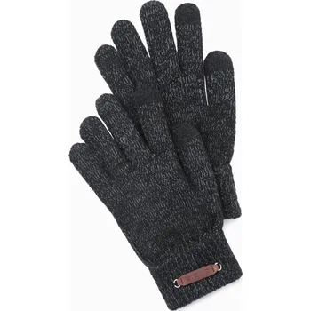 Módní doplněk Pánské pletené rukavice s vlnou - černá melanž V1 OM-ACGL-0110 - one size