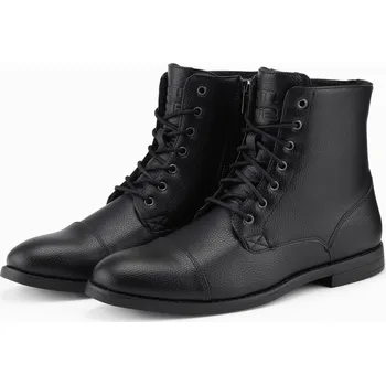 Pánské tenisky Pánské boty z ekokůže se zatepleným vysokým svrškem - černé V1 OM-FOBO-0172 (BLACK) - 44