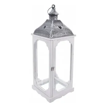 Svícen Indecor Lucerna dřevo/kov bílá velká 32x32x85 cm bílá