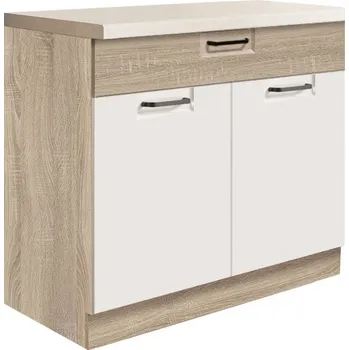 Kuchyňská skříňka Fadome Dolní kombinovaná kuchyňská skříňka se šuplíkem Favorit 7D-90 Barva dvířek: Bílý lesk, Zvolte kování: Basic GTV, Zvolte korpus: Borovice andersen