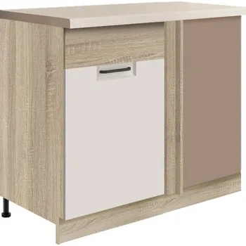 Kuchyňská skříňka Fadome Dolní rohová kuchyňská skříňka Favorit 24D, levá + cargo police Barva dvířek: Bílý lesk, Zvolte korpus: Borovice andersen