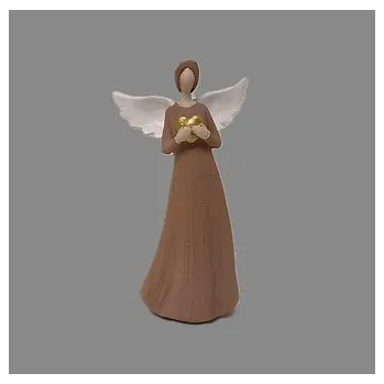 Vánoční dekorace Anděl hnědý se srdcem malý