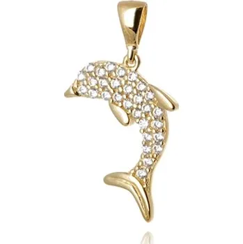 Přívěsek Přívěšek ze žlutého zlata delfín se zirkony ZZ0534F + dárek zdarma