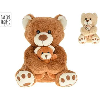 plyšák Mikro trading Take Me Home - Medvěd plyšový s mládětem - 25 cm - sedící