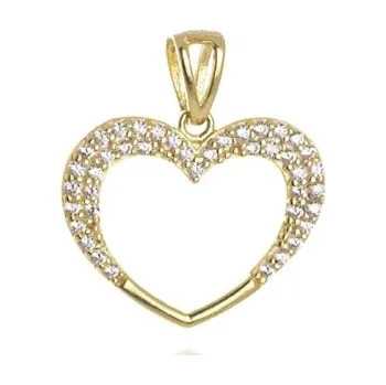 Přívěsek Přívěšek ze žlutého zlata srdce se zirkony ZZ0300F + DÁREK ZDARMA