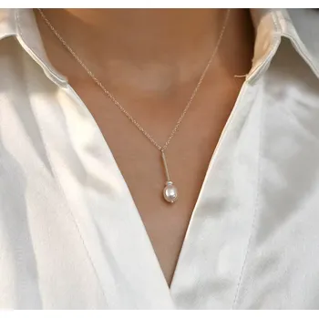 Náhrdelník For Silver Jemný náhrdelník s přívěskem přírodní sladkovodní perly - Stříbro 925