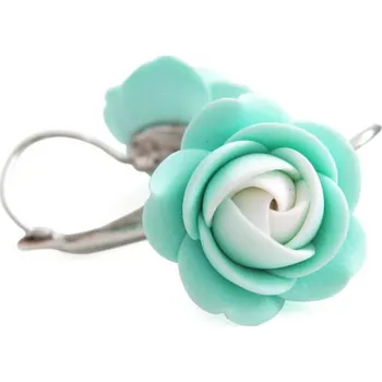 Náušnice Troli Bílo-mentolové visací náušnice kytičky + 2 měsíce na vrácení zboží