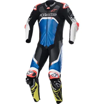 Moto kombinéza Jednodílná kombinéza gp tech 4, tech-air kompatibilní, alpinestars (modrá/žlutá fluo/červená fluo/černá/bílá, vel. 58)