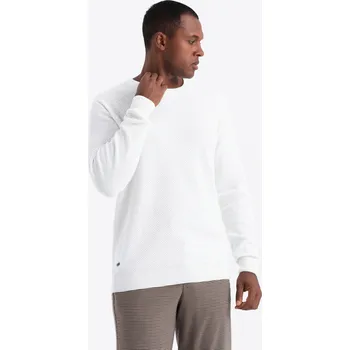 Pánský svetr Pánský svetr RELAXED FIT s diamantovým úpletem - broken white V1 OM-SWSW-0110 - XXL