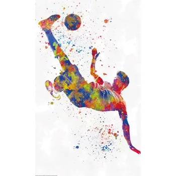 Plakát Plakát, Obraz - Soccer Player in watecolor, 61 × 91.5 cm