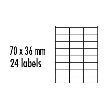 Samolepící etiketa Logo etikety 70mm x 36mm, A4, matné, žluté, 24 etikety, baleno po 10 ks, pro inkoustové a laserové tiskárny