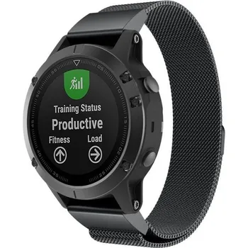 Řemínek na hodinky Magnetický milánský tah - Garmin QuickFit řemínek 22mm - Černý IR-AWGW-0323