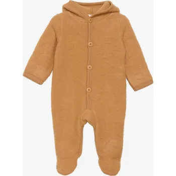 Merino overal celotělový s kapucí s oušky na knoflíky Brown Sugar Fixoni Velikost: 68