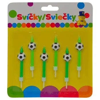 Dortová svíčka Narozeninová svíčka s FOTBALOVÝM MÍČEM a držákem 6ks