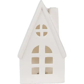 Svícen Porcelánový domeček s LED světýlky Reuver – 9x6x15 cm