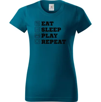 Eat Sleep Play Repeat - černý tisk - Dámské tričko Basic - Nejoblíbenějí - S