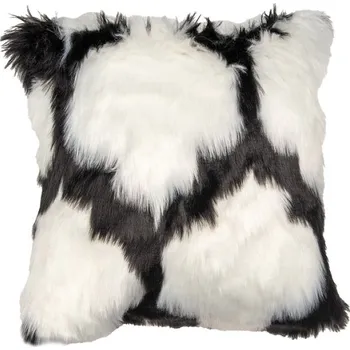 Dekorativní polštářek Černo-bílý povlak na polštář umělá kožešina Noud – 45x45 cm