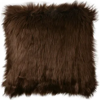 Dekorativní polštářek Hnědý povlak na polštář umělá kožešina Noud – 45x45 cm