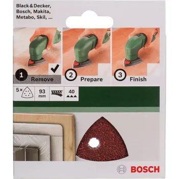 Brusný papír 5-dílná sada brusných papírů na různé materiály Bosch 2609256A48 - 93mm, zr.40 pro multibrusku Bosch PMF 220 CE, AdvancedMulti 18 a další