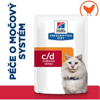Pro kočku Hill's PD Cat C/D Multicare Urinary Stress Struvite/Oxalate Chicken kaps. 12x85g