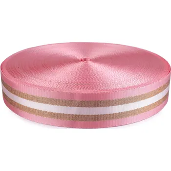 Hladký oboustranný popruh s lurexem šíře 50 mm Varianta: 1 růžová sv. měděná