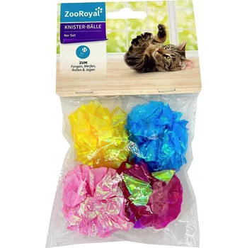 Hračka pro kočku ZooRoyal Šustivé míčky 4 kusy v balení