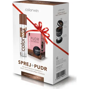 Barva na vlasy Colorwin Sprej 75 ml a pudr 3,2 g na krytí šedin světle hnědá dárkové balení 2 ks