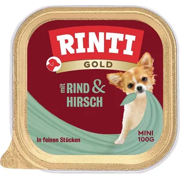 Krmivo pro psa Rinti Gold Mini s jemnými kousky jeleního a hovězího masa 48 × 100 g
