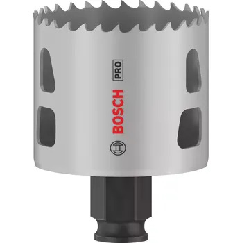 Pilová děrovka Vrtací korunka - děrovka na měkké dřevo, sádrokarton, plasty, neželezné kovy a kovové trubky Bosch PRO MULTI MATERIAL PC PLUS - 56x44mm, 8% kobaltu, rychlořezná ocel, beznástrojový upínací systém Power Change Plus (2608594391)