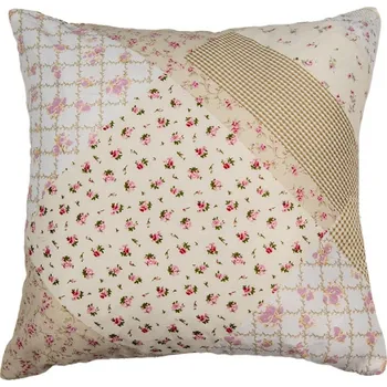 Povlak na dekorativní polštářek Béžový patchwork povlak na polštář s drobnými květy Selma M – 40x40 cm