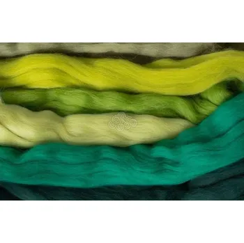 Příze Vlna ovčí na filcování/plstění 50g Les - zelená barva 6 odstínů
