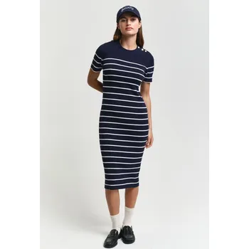 Dámské šaty ŠATY GANT RIBBED BRETON DRESS EVENING BLUE
