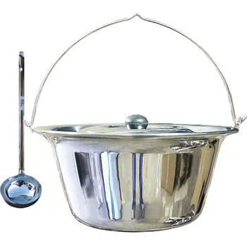 Kempingové nádobí Nerezový kotlík 10 L (1,2 mm) + nerezová poklice + naběračka nerezová 350 ml