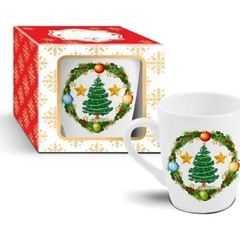 Vánoční dekorace hrnek 340ml STROMEK vánoční, DB, keramika