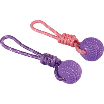 Hračka pro psa VNT electronics s.r.o. Přetahovací hračka pro psy s TPR balonkem, 33 cm, růžová / fialová - Růžová