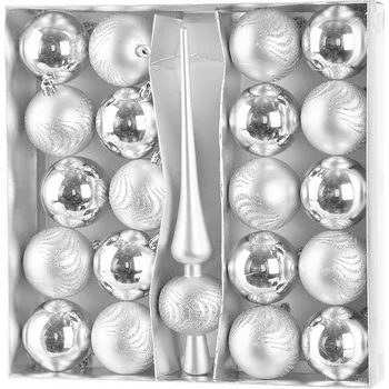 Vánoční ozdoba Vánoce Baňky MagicHome sada stříbrná, 6cm, 21ks
