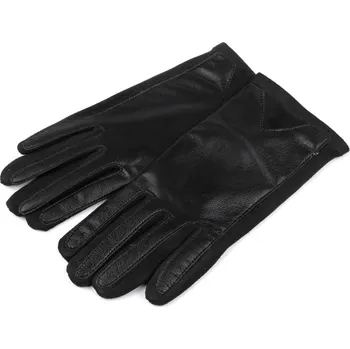 Rukavice Dámské rukavice zdobené eko kůží, dotykové, malé, černá