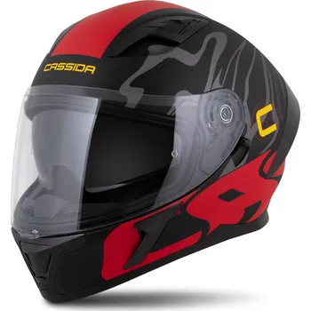 Helma na motorku Přilba Orbit Multivers, CASSIDA (černá matná/červená/šedá/žlutá) 2026 (Velikost: XS (53 až 54 cm))