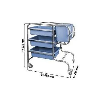 Servírovací stolek G.Gastro Čistící vozík - s 3 policemi & 2 nádobami