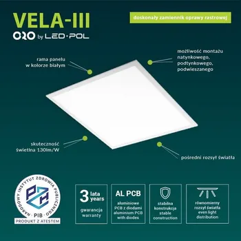 LED panel ORO-PANEL-LED-VELA-60X60-40W-DW-III