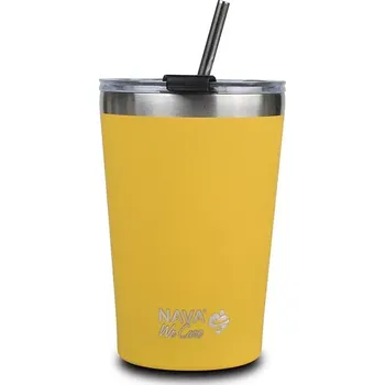 Elektrokoloběžka Termohrnek s nerezovymi brčkem NAVA We Care 450ml - yellow (10-262-113)