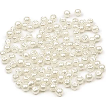 Dětské navlékací korálky Skleněné voskové perly Ø4 mm, malé, 02B krémová nejsvět.