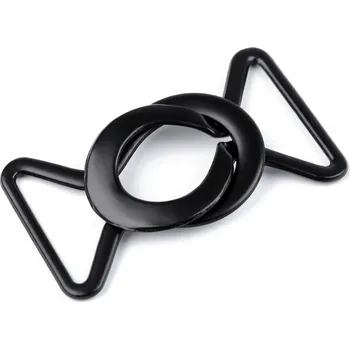 Kovové zapínání, průvlek 24 mm, malé, 3 černý lak mat