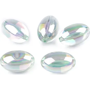 Dětské navlékací korálky Plastové korálky olivy 13x20 mm, malé, 5 mentolová