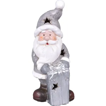 Vánoční dekorace Nohel Garden Santa vánoční s dárkem LED keramický 10x9x21cm