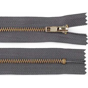 Zip Kovový zip No 4 délka 10 cm kalhotový, malé, 320 šedá ocelová