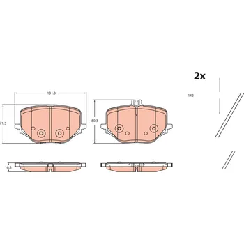 Brzdová destička Sada brzdových destiček, kotoučová brzda TRW GDB2470
