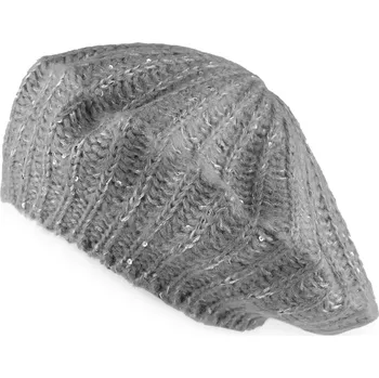 Čepice Dámský / dívčí pletený baret s jemnými flitry, malé, 1 šedá